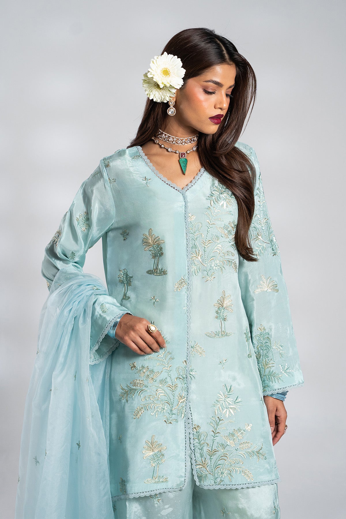 Sea Green Embroidered Set