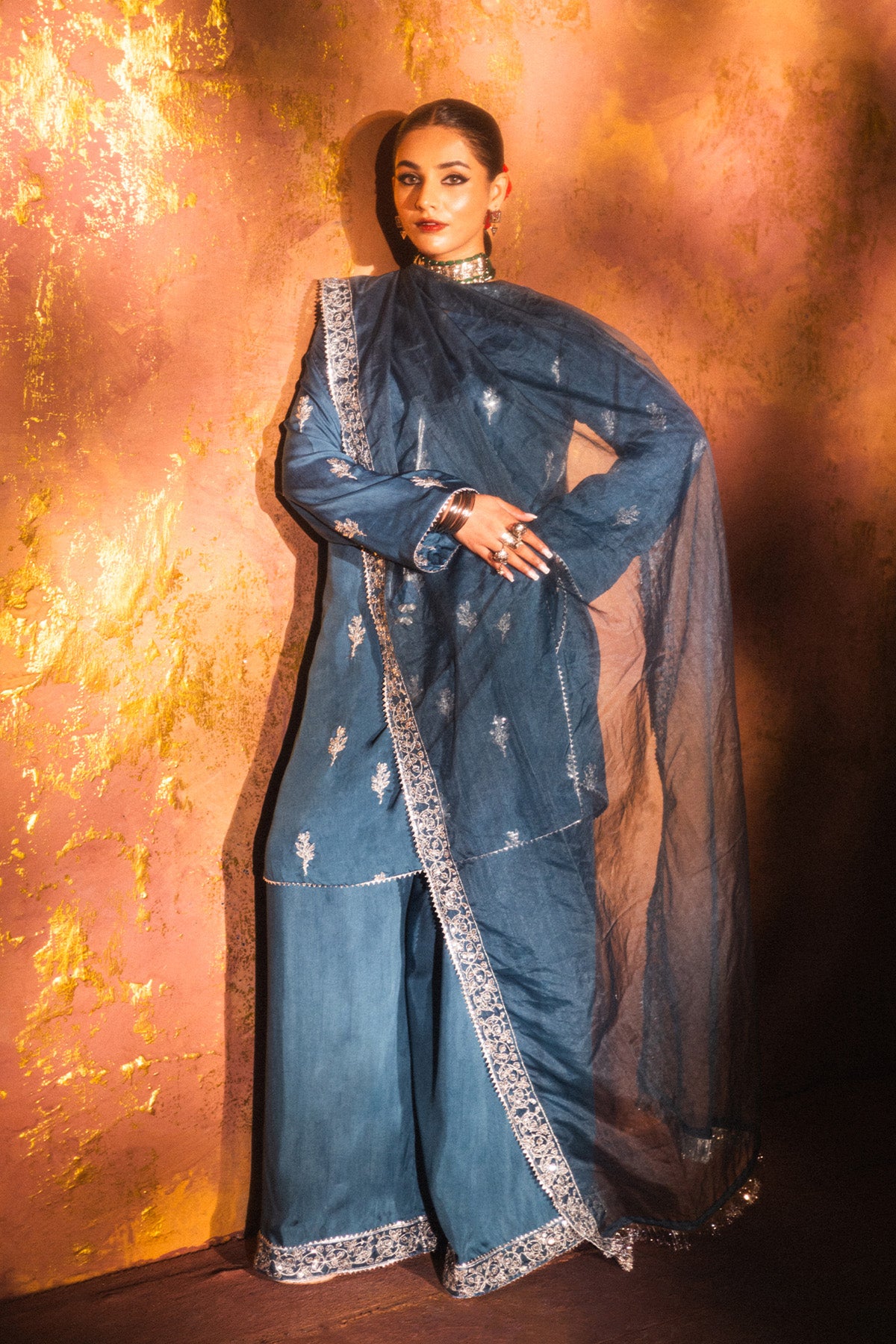 Kashmir Blue Kurta Set