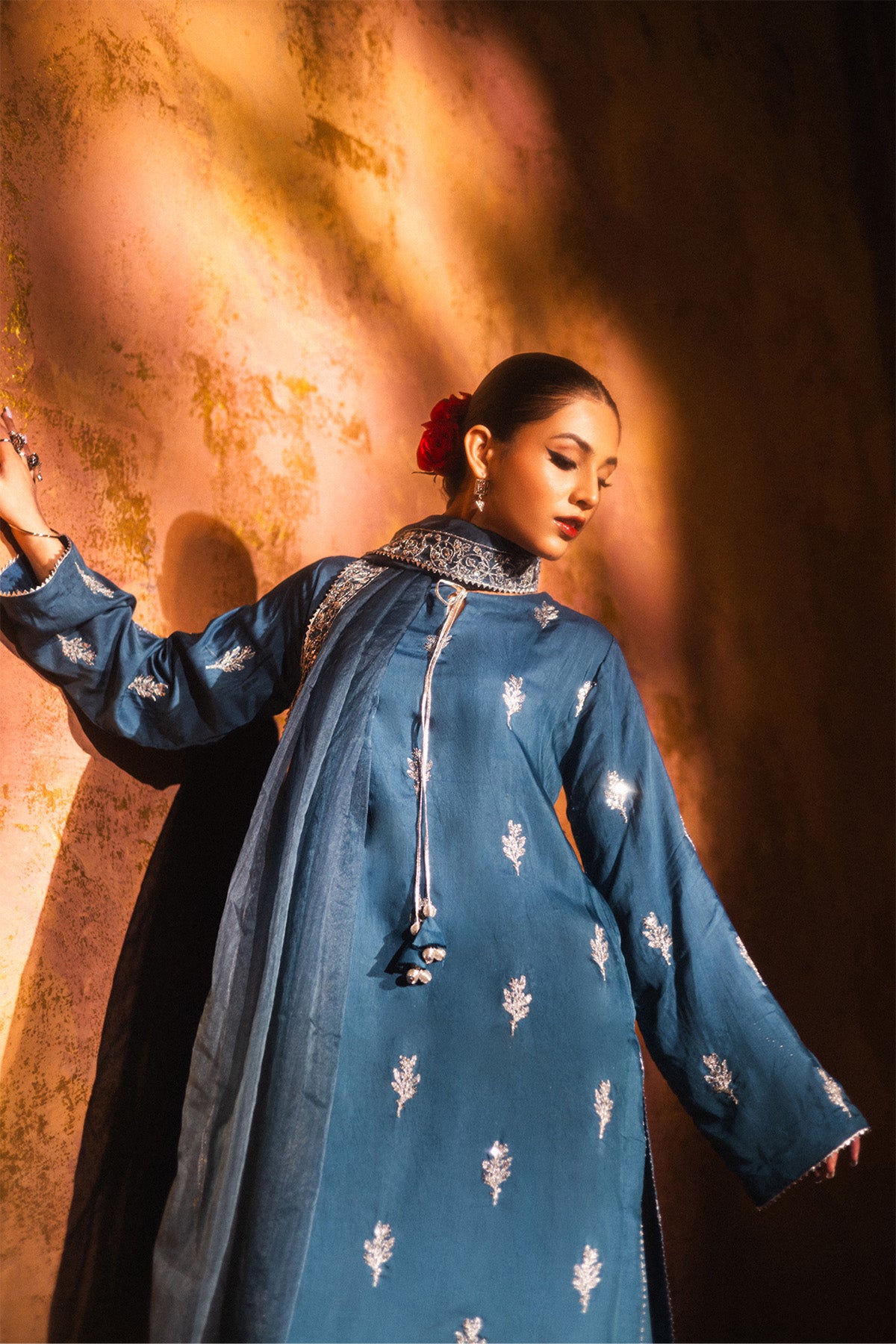 Kashmir Blue Kurta Set