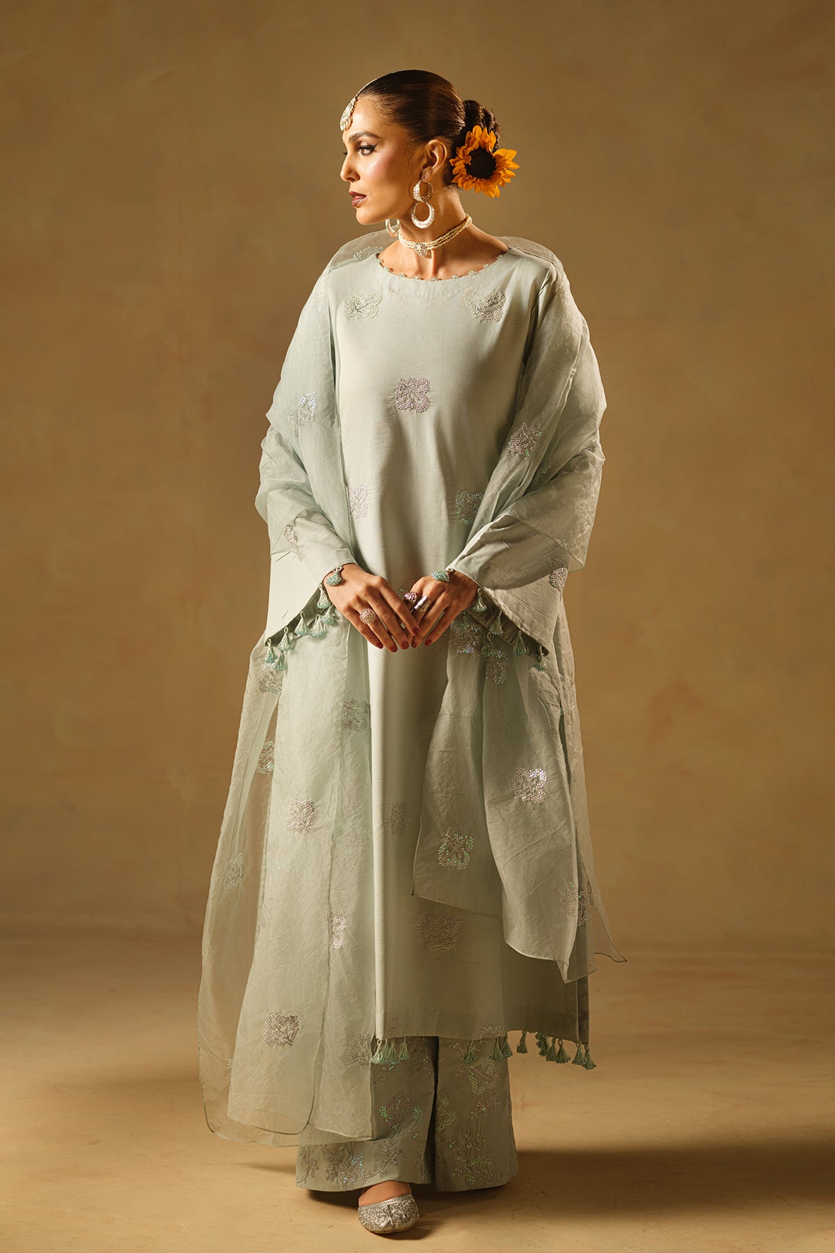 Mist Green Embroidered Kurta Set