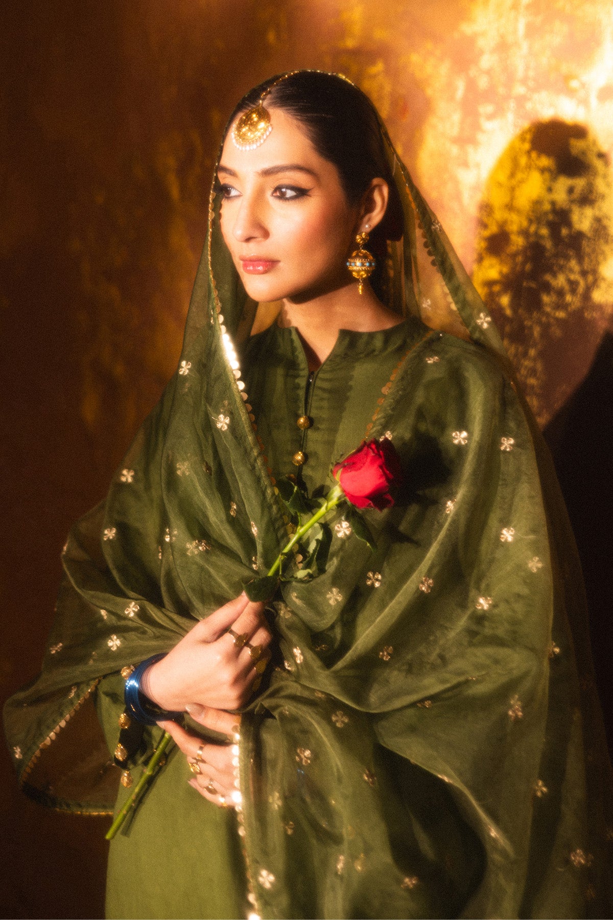 Olive Green Silk Set