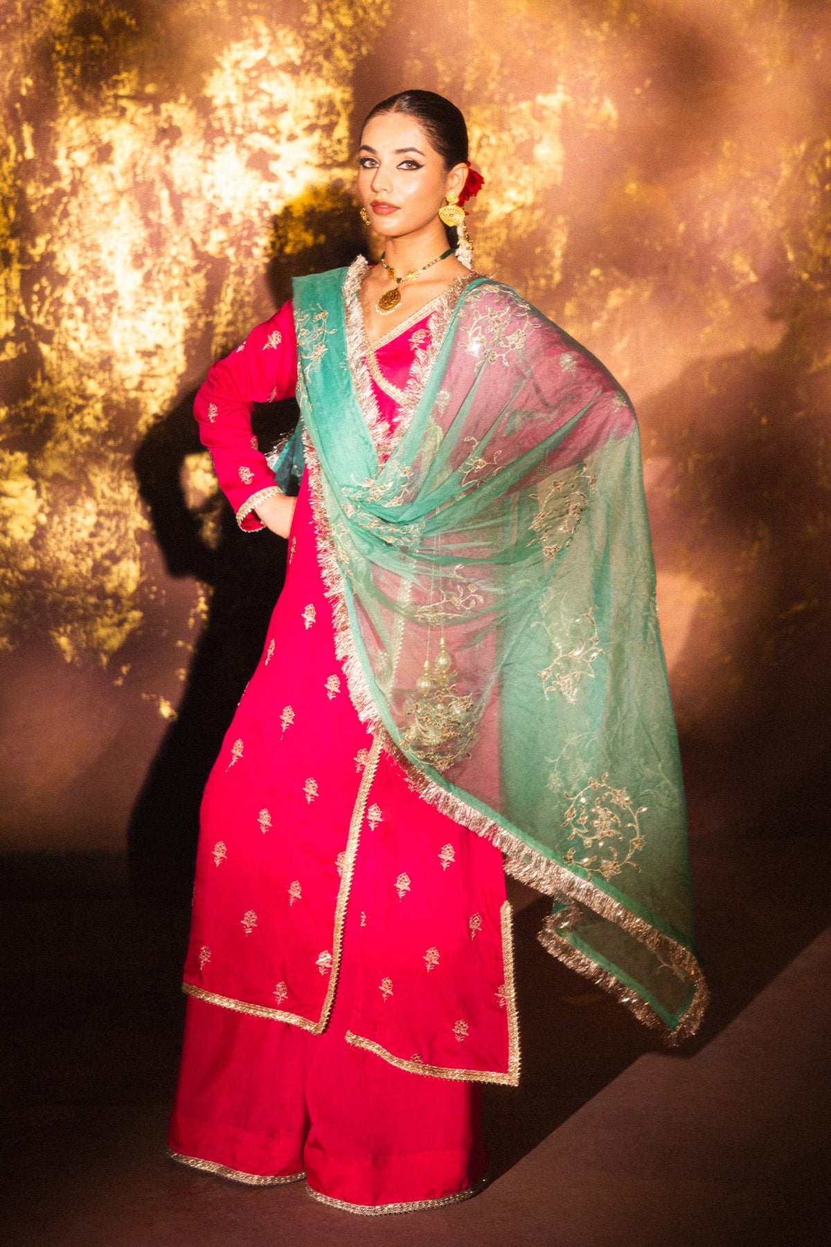 Fuschia Angarkha Set