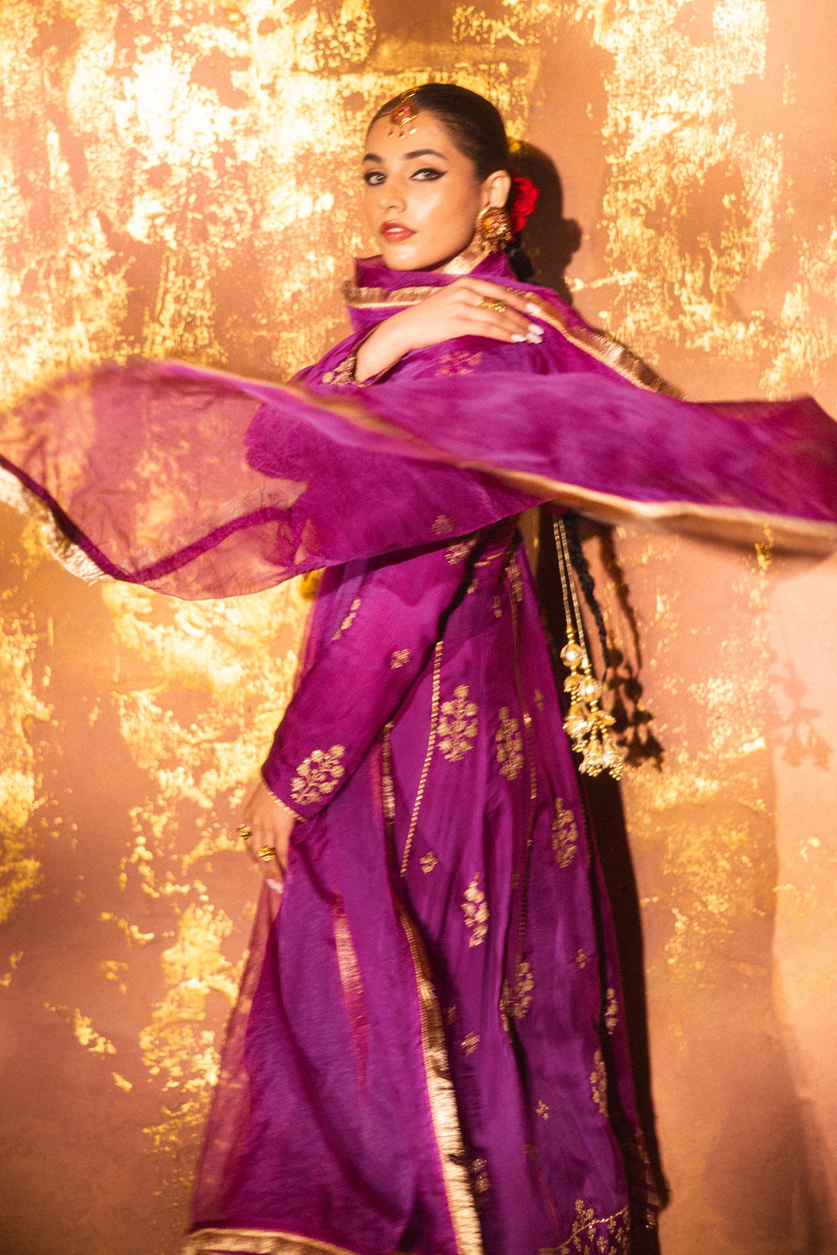 Purple kalidaar silk set