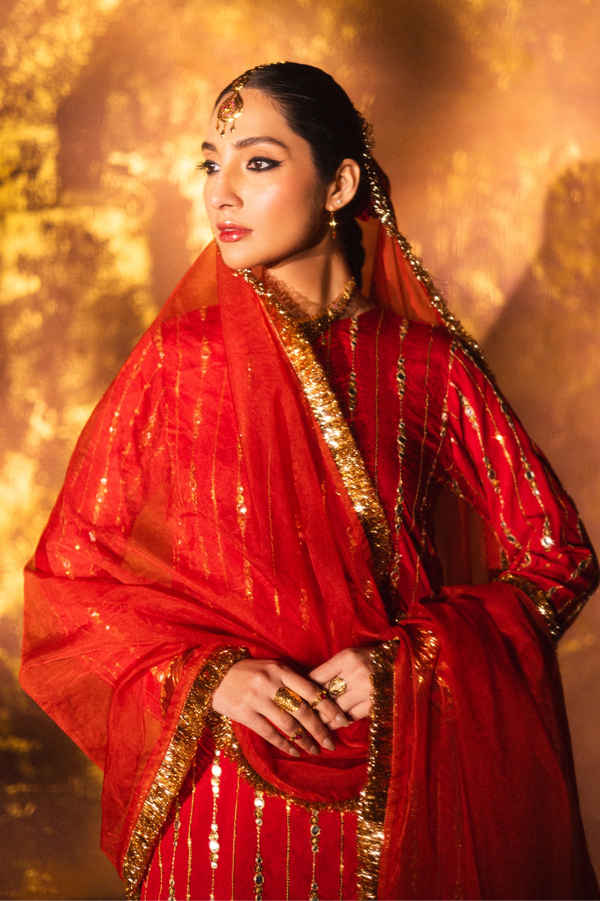 Coral Red Gharara Set