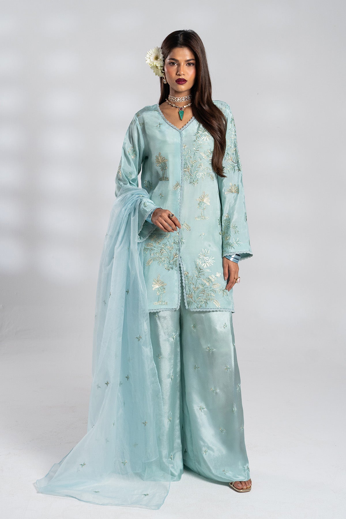 Sea Green Embroidered Set