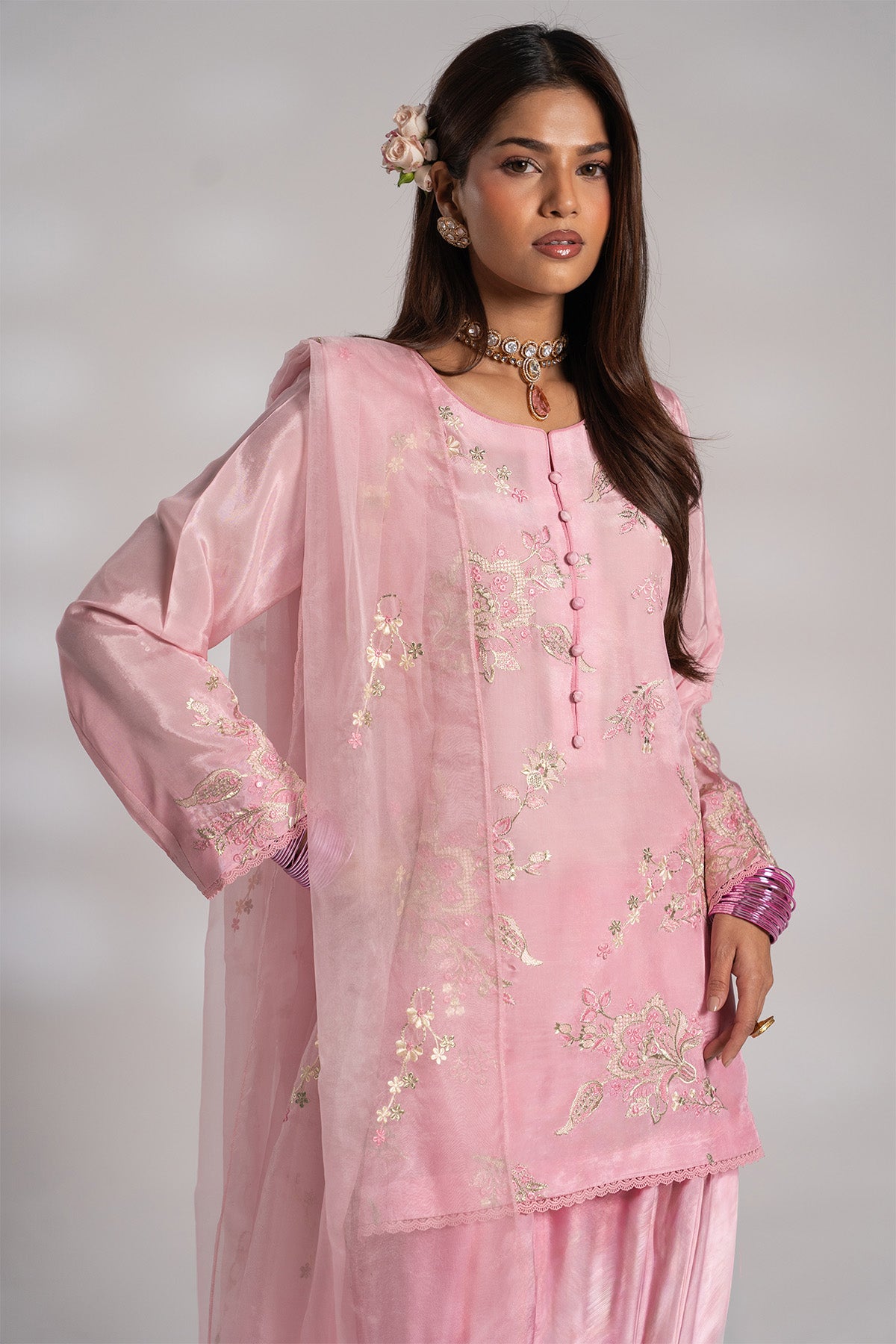 Pink Embroirdered Set