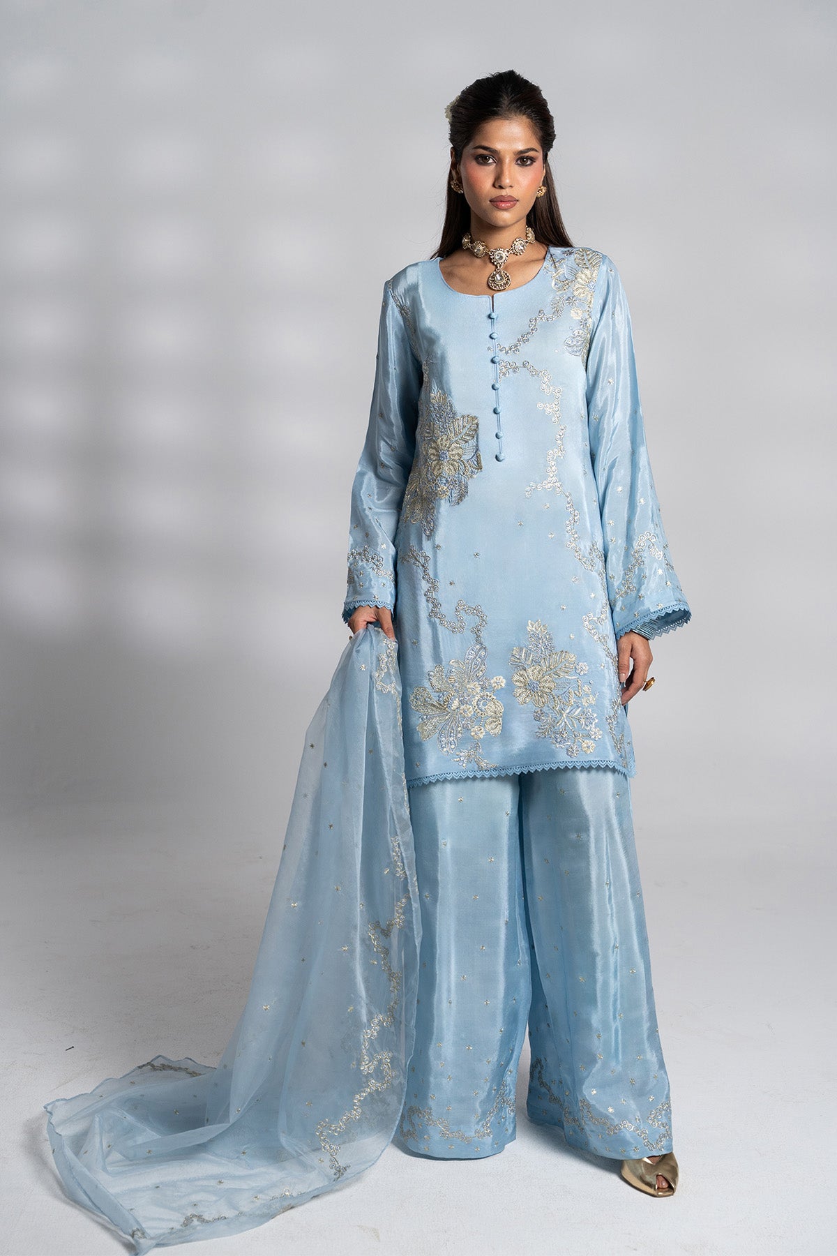 Blue Embroidered Set