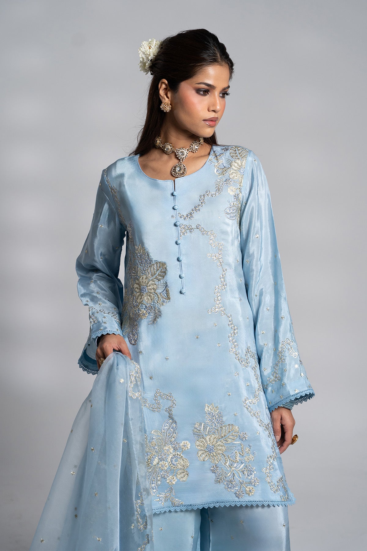 Blue Embroidered Set