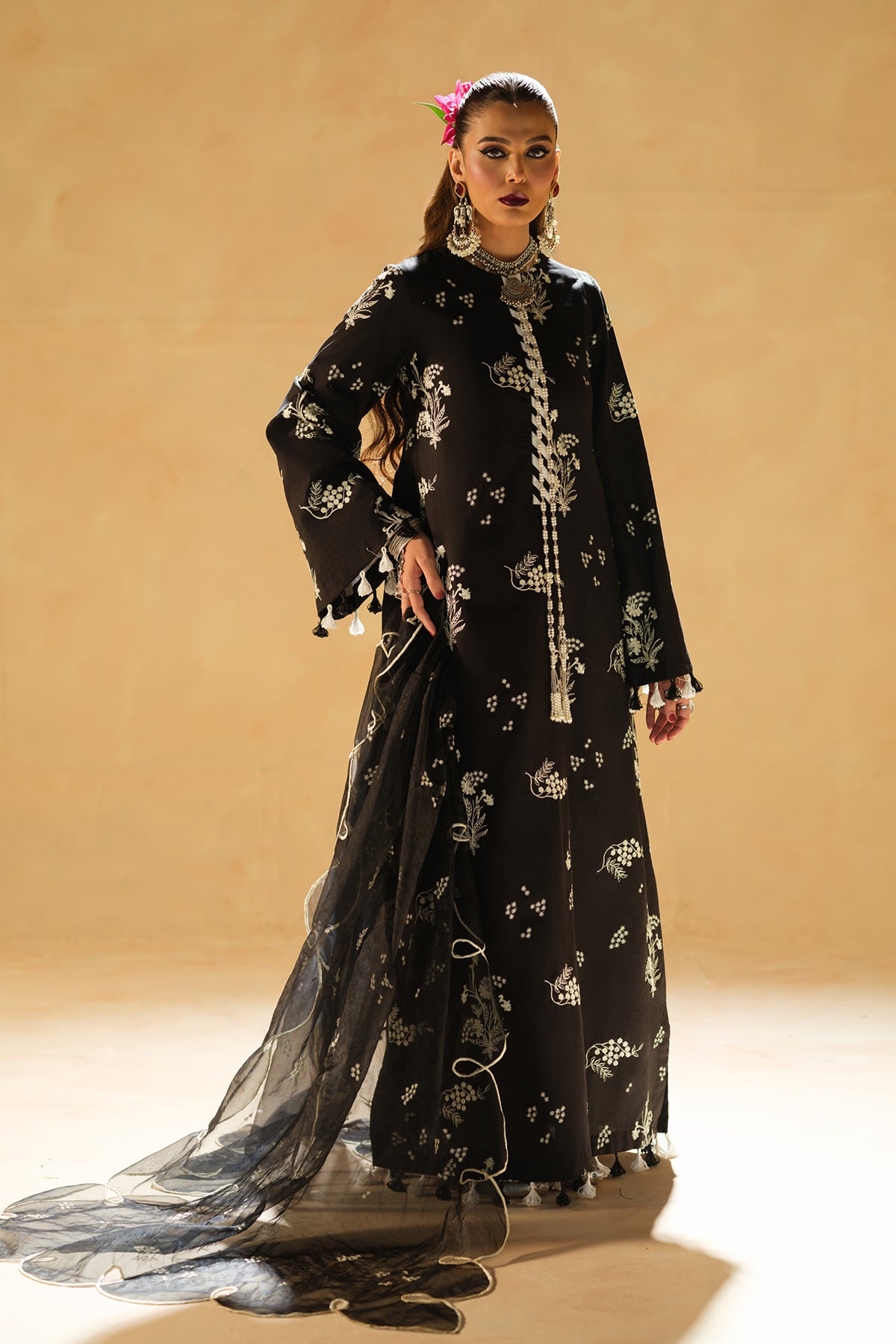 Black Embroidered Kurta Set