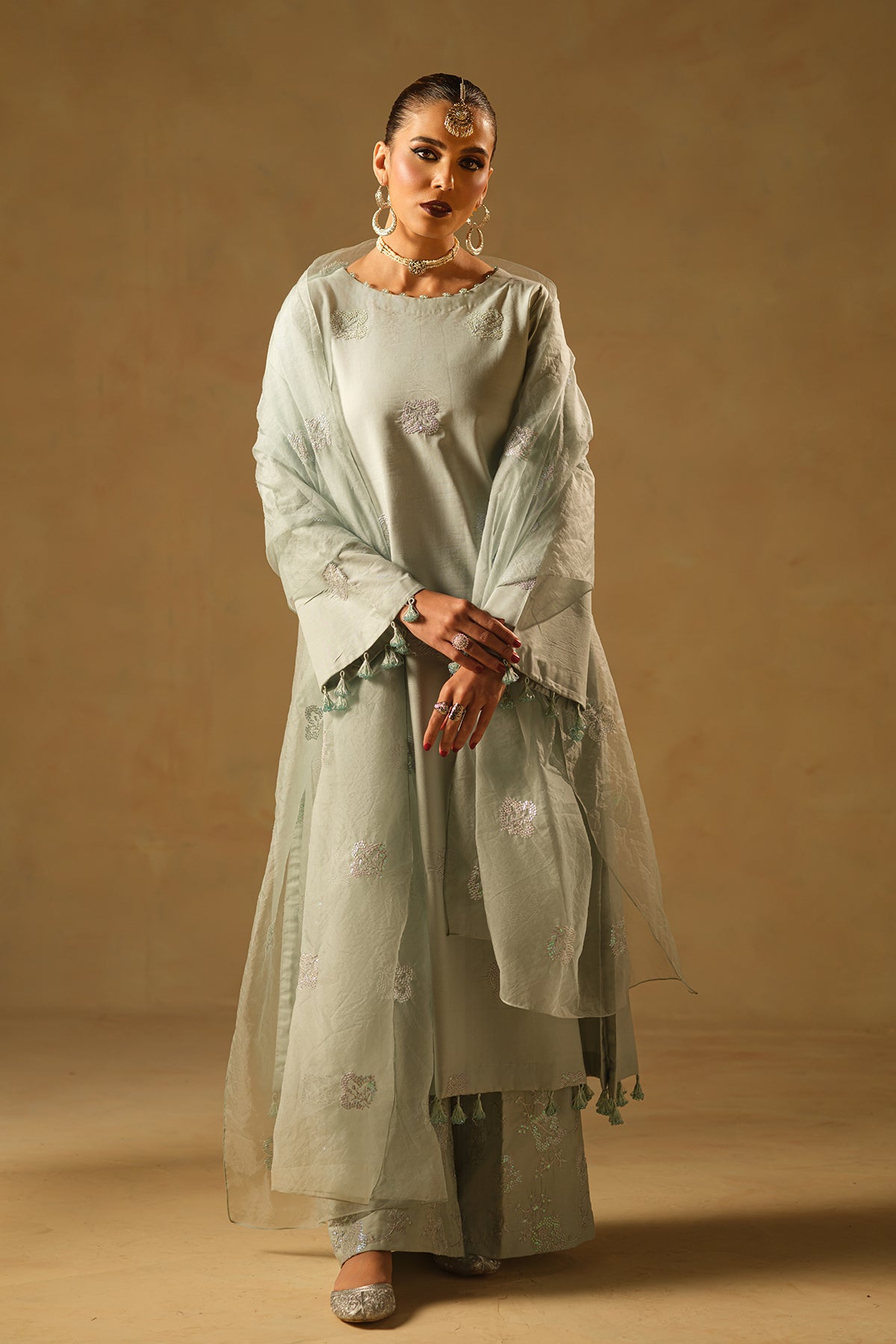 Mist Green Embroidered Kurta Set