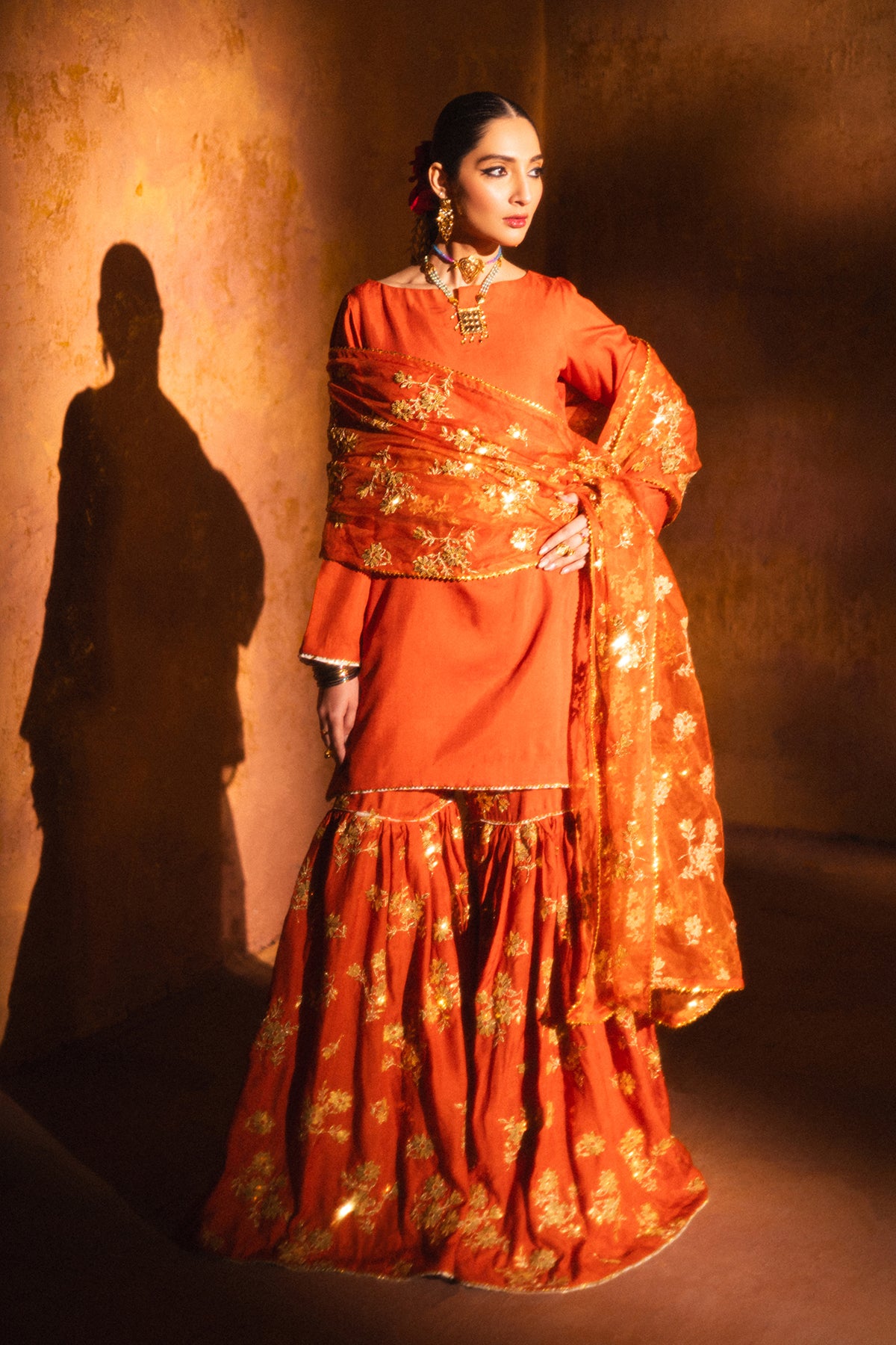 Tangerine Gharara Set